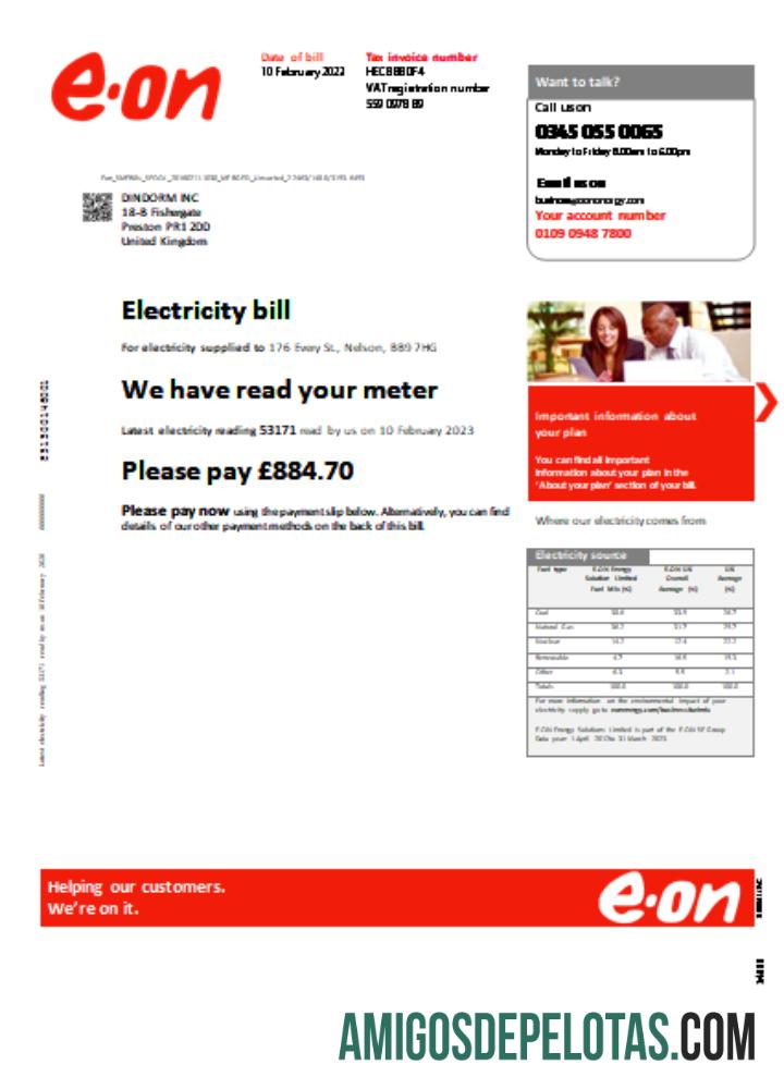 E.ON UK Utility Business Bill, SCR exemplo real